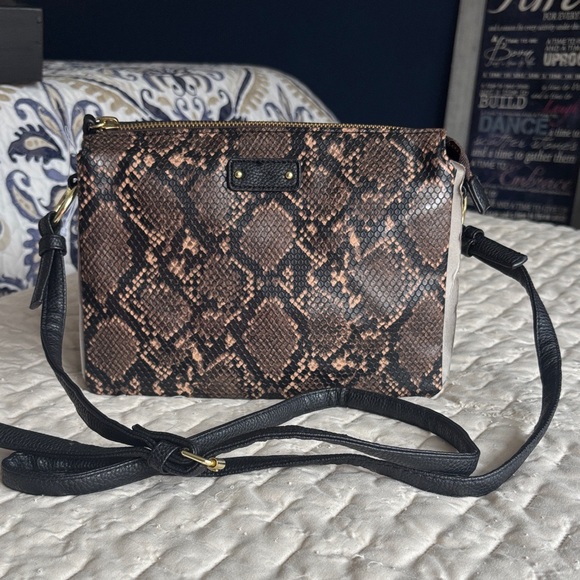 Time and Tru Handbags - Time and Tru Brown and Black Snakeskin Crossbody or Shoulder Bag - NWOT